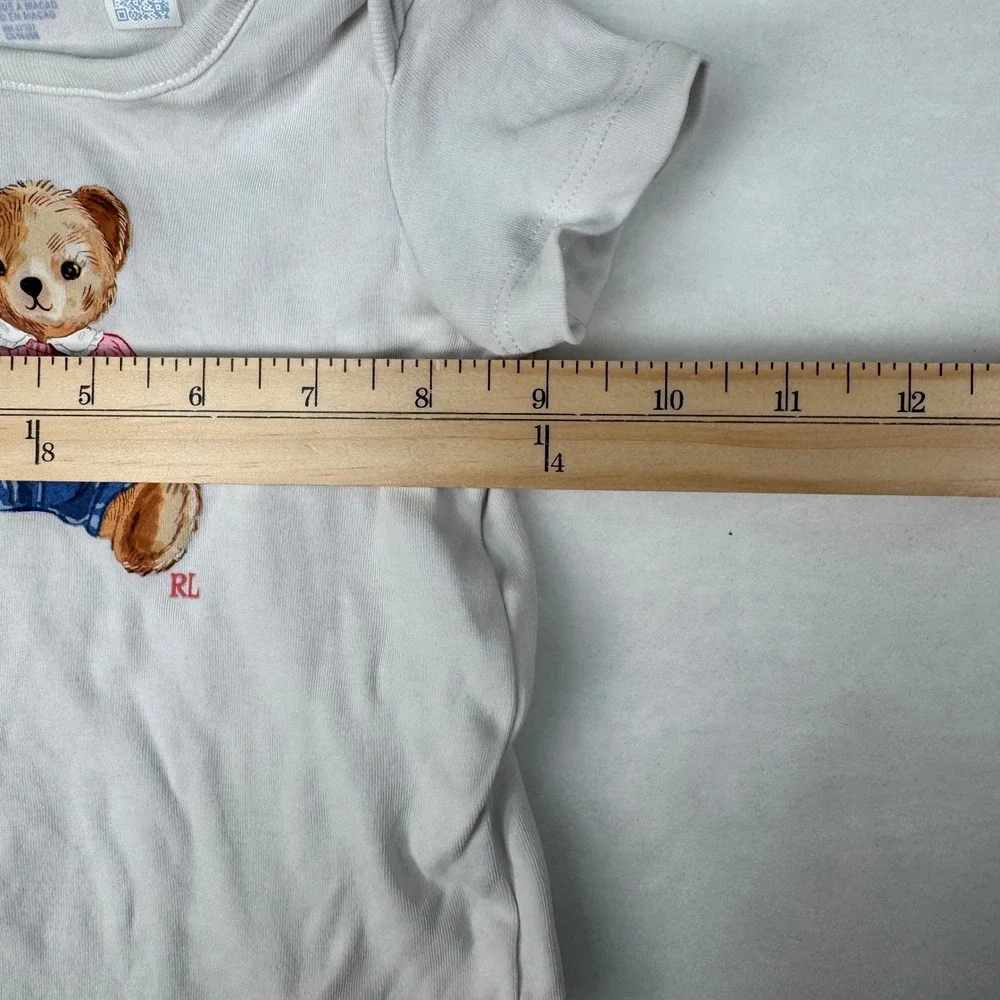 Ralph Lauren Polo Bear Bodysuit 6M White Classic Preppy Graphic Infant 6 Month